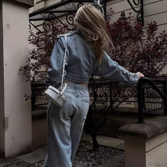 Zara | Cropped Denim Trench | S - Picture 3 of 6